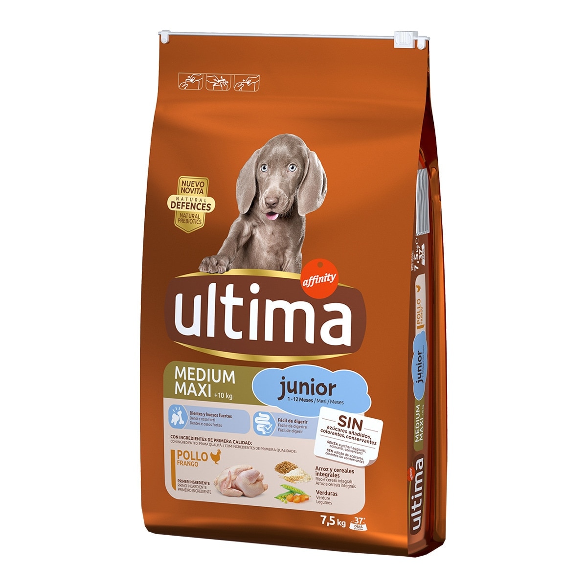 Ultima - Pienso para perros cachorros Ultima Junior Medium-Maxi pollo y arroz.