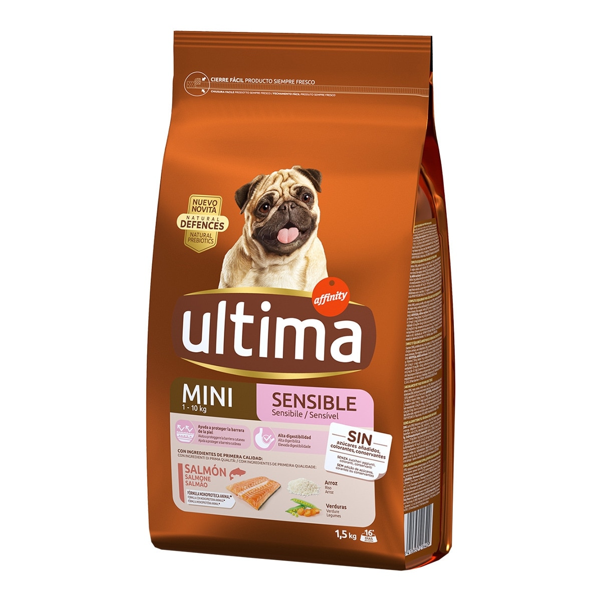 Ultima - Pienso para perros adultos mini Ultima Sensitive salmón 1,5 kg