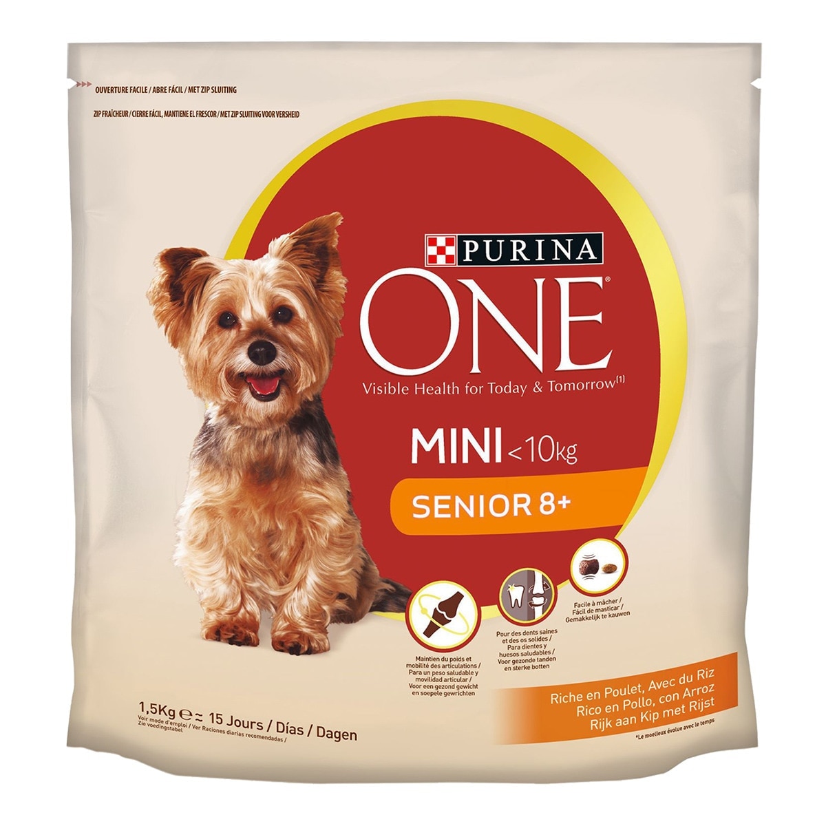 Purina One - Pienso para perros senior mini +8 Purina One pollo 1,5 kg.