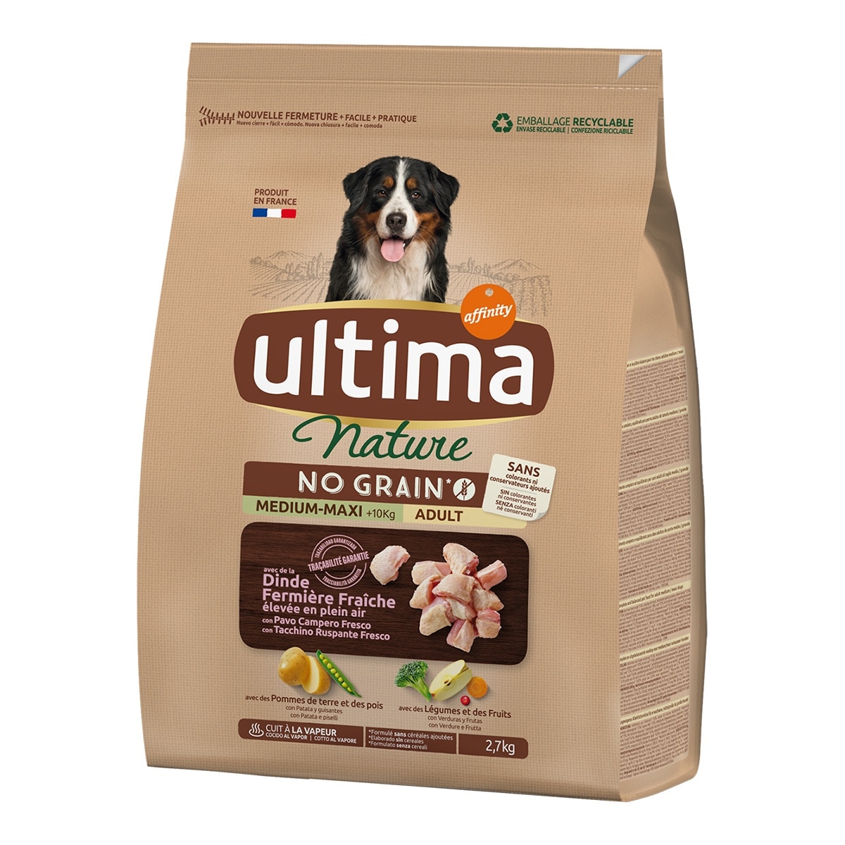 Ultima Nature - Pienso para perros adultos medianos y grandes Ultima Nature no grain pavo 2,7 kg