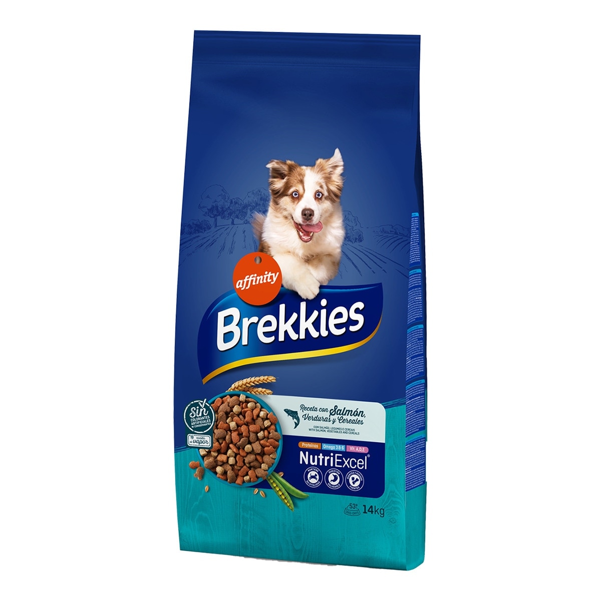 Brekkies - Pienso para perros adultos medianos y grandes Brekkies salmón 14 kg.