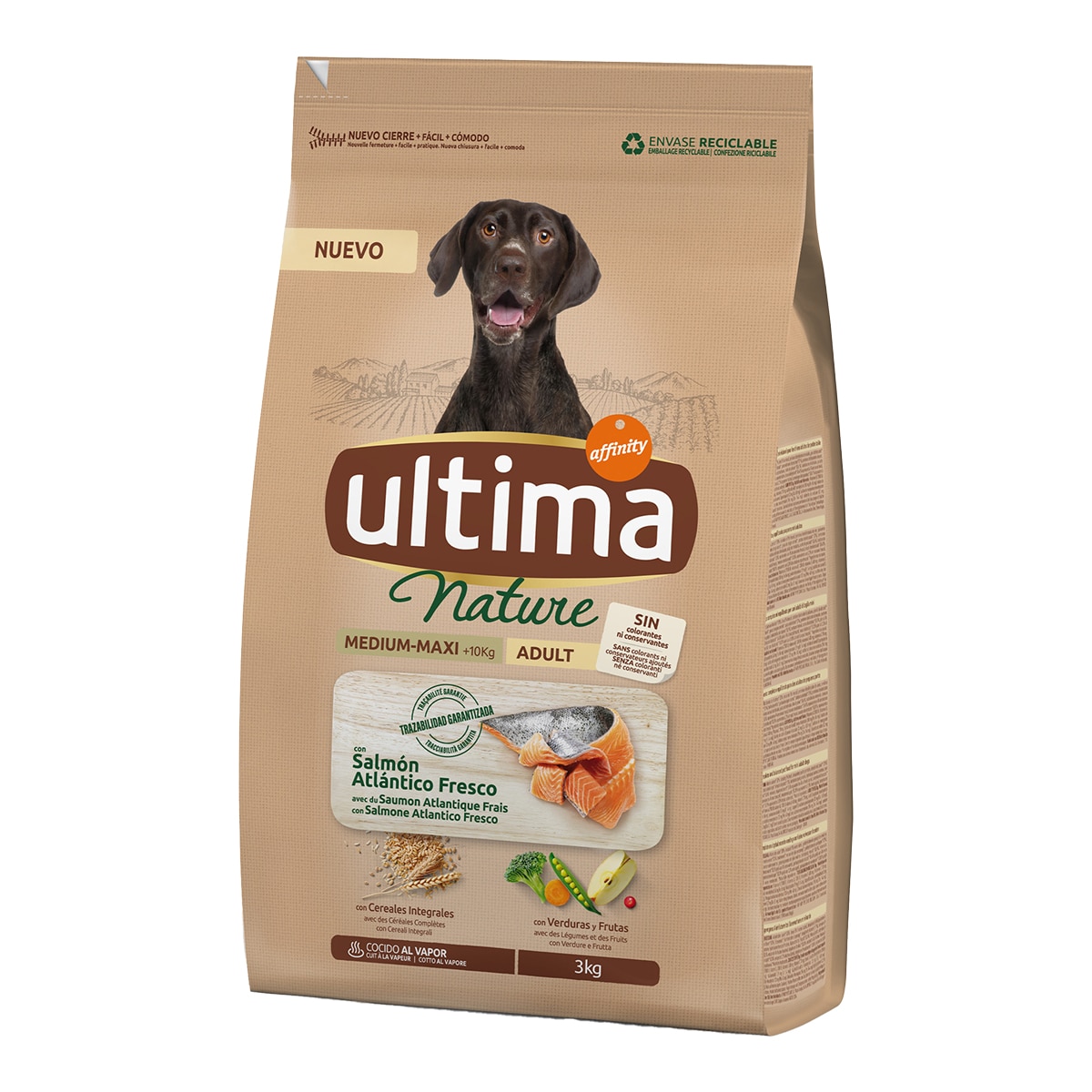 Ultima - Pienso para perros adultos medianos grandes y gigantes Ultima Nature salmón 3 kg