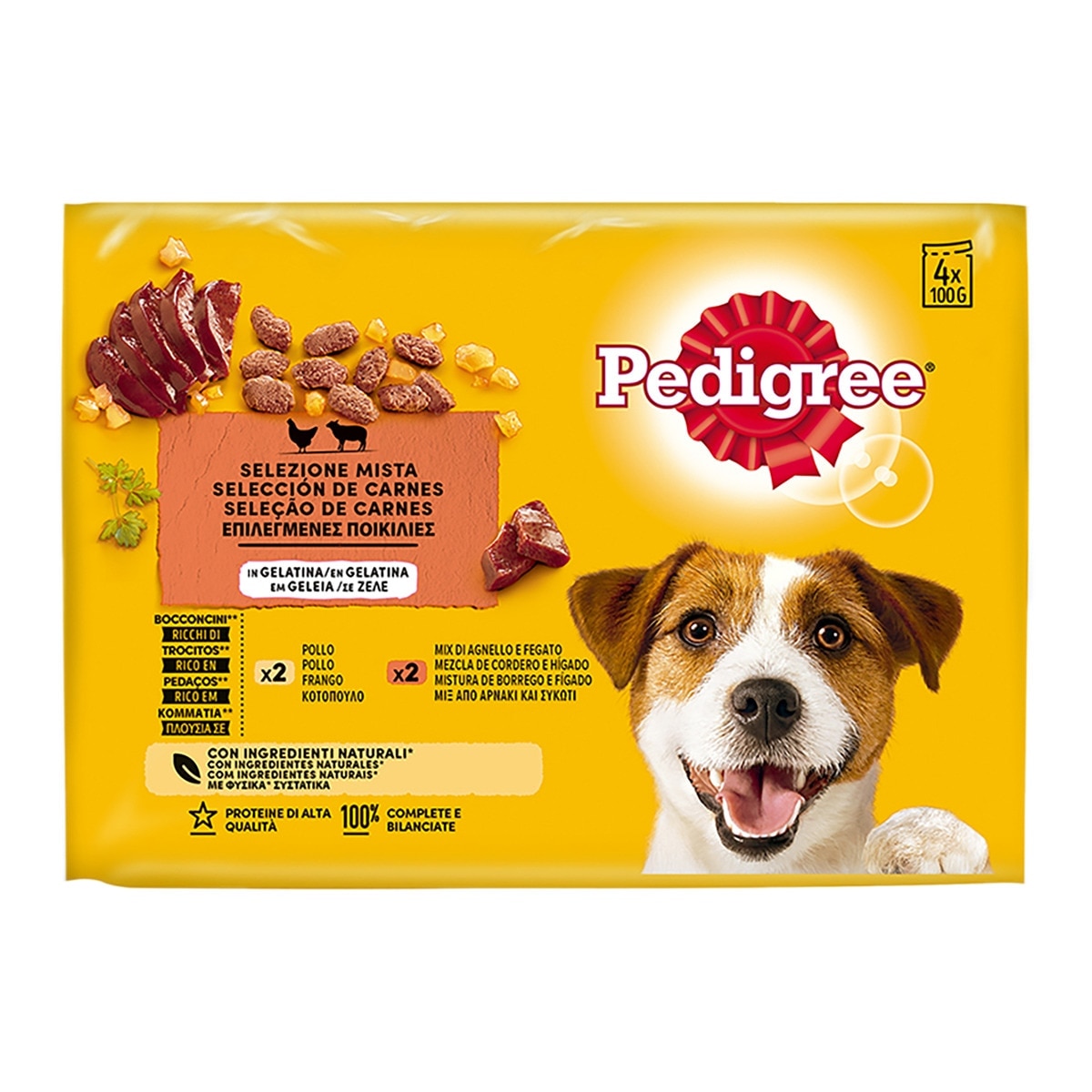 Pedigree - Comida húmeda para perros Pedigree bolsitas selección carnes mixtas pollo y cordero en gelatina 4…