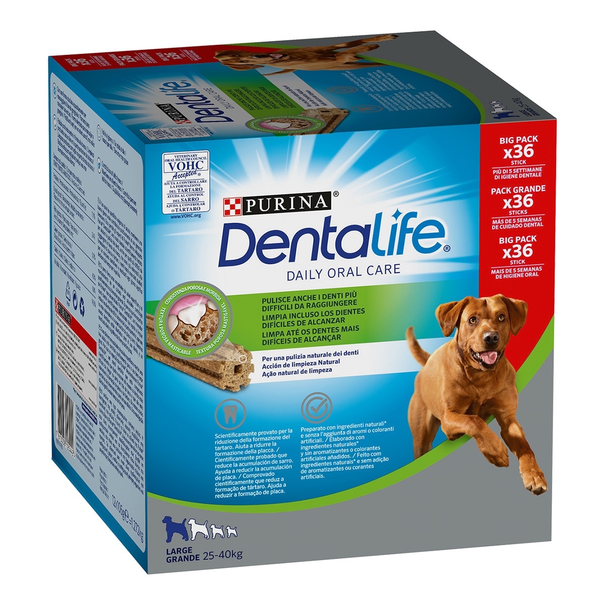 Imagen 1 de Snack dental para perros tamaño grande 36 unidades 35 g Dentalife