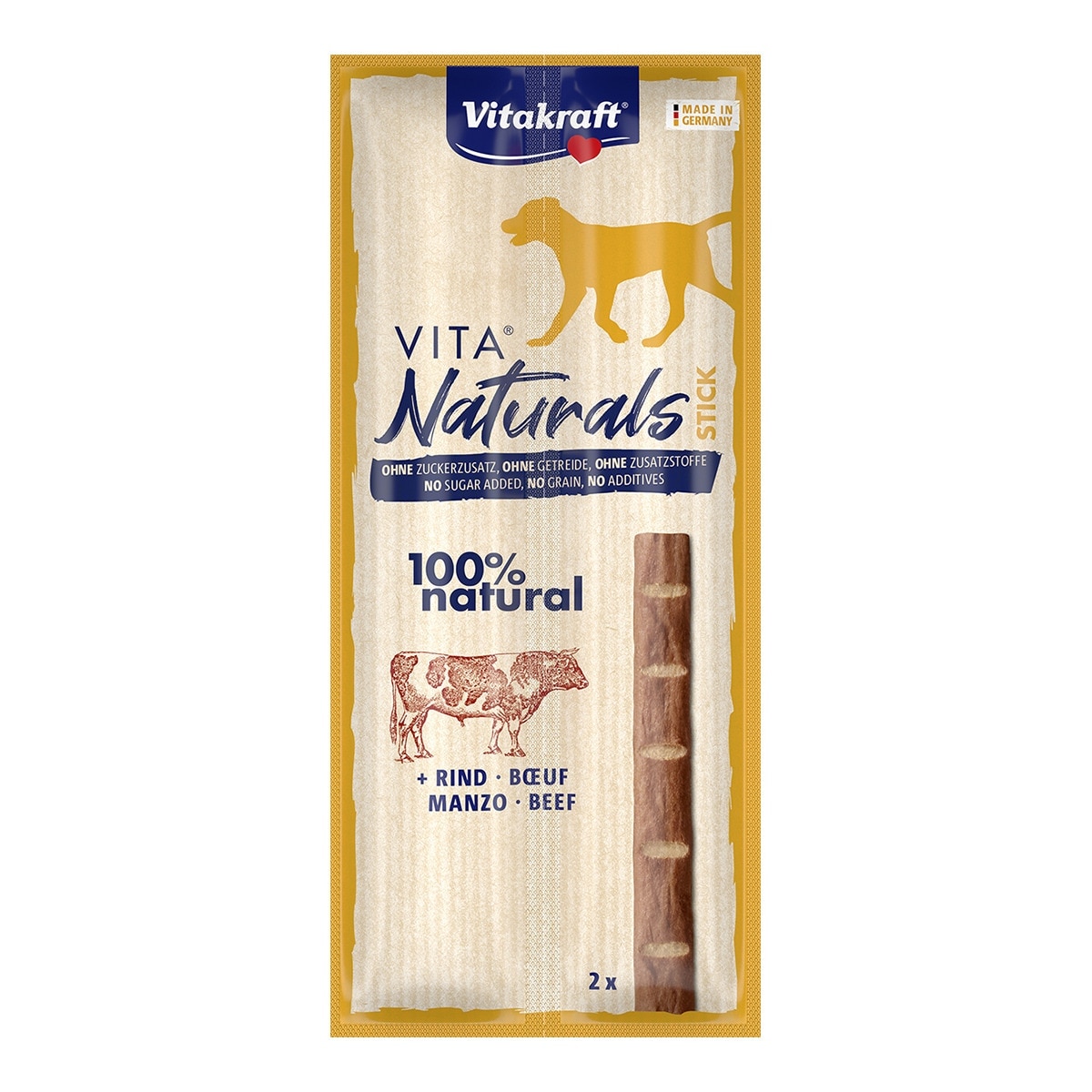 Vitakraft - Snack para perros adultos Vitakraft Vita Naturals ternera 2 sticks.
