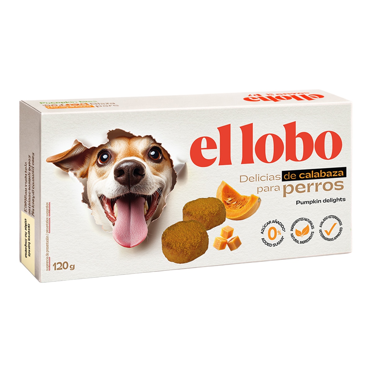 Imagen 1 de Snack Delicias de calabaza para perros adultos  y sénior El Lobo 120 g