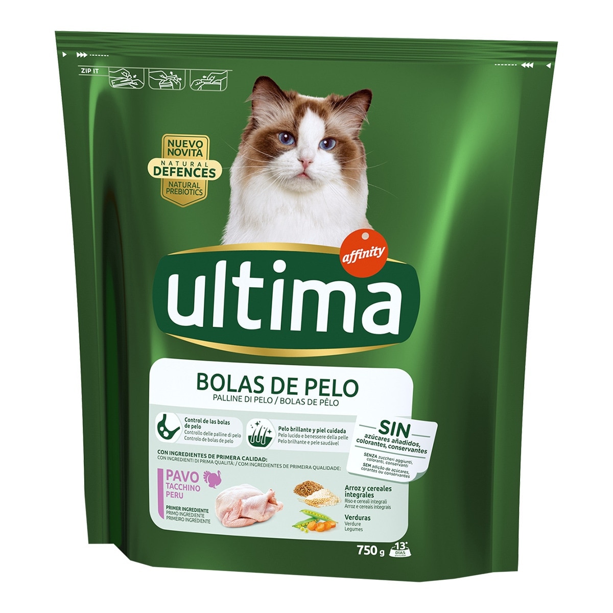 Ultima - Pienso para gatos adultos Ultima bolas de pelo.