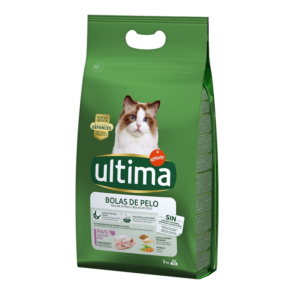 Ultima - Pienso para gatos adultos Ultima bolas de pelo.