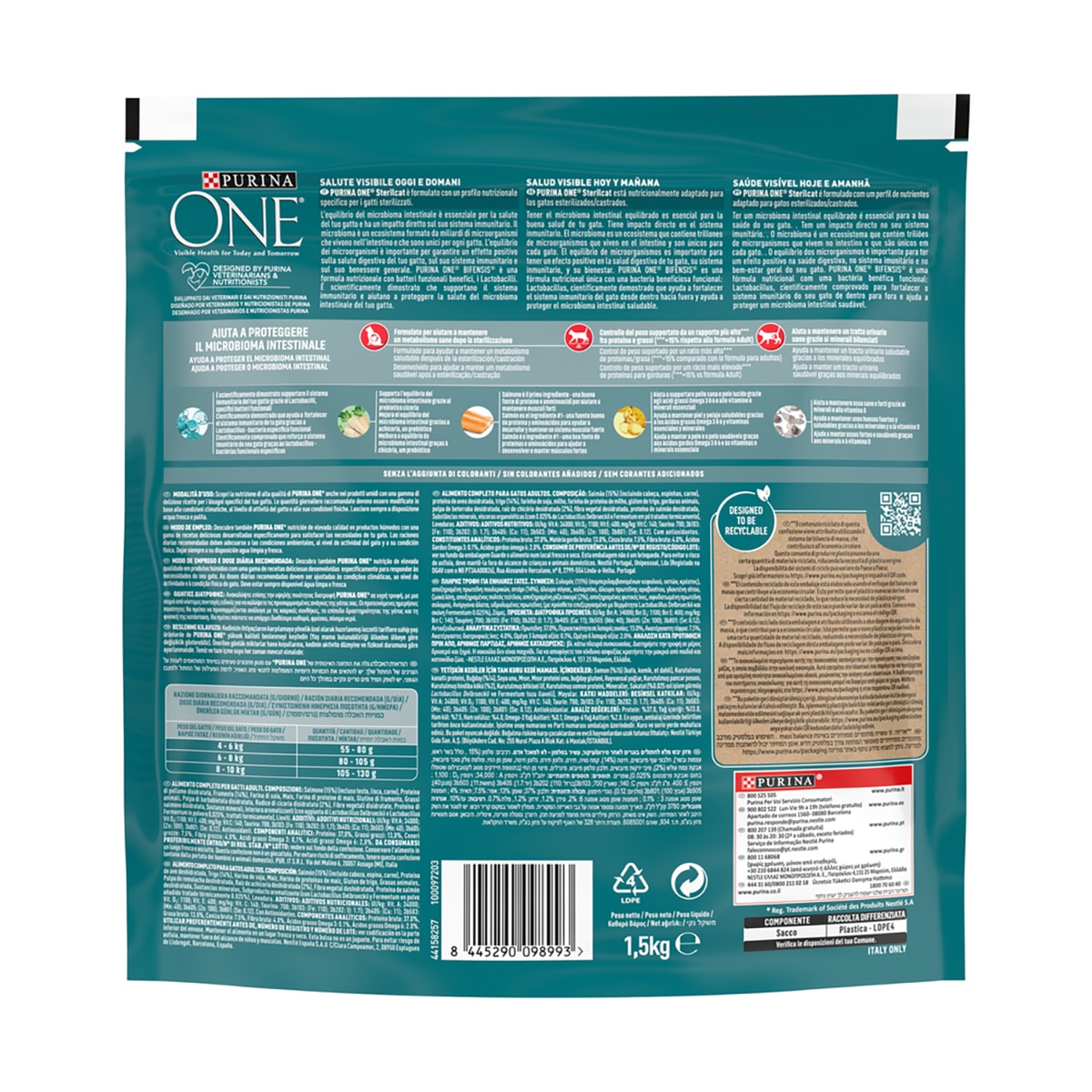Imagen 2 de PURINA ONE Sterilcat pienso para gatos adultos esterilizados con salmón y trigo envase 800 g