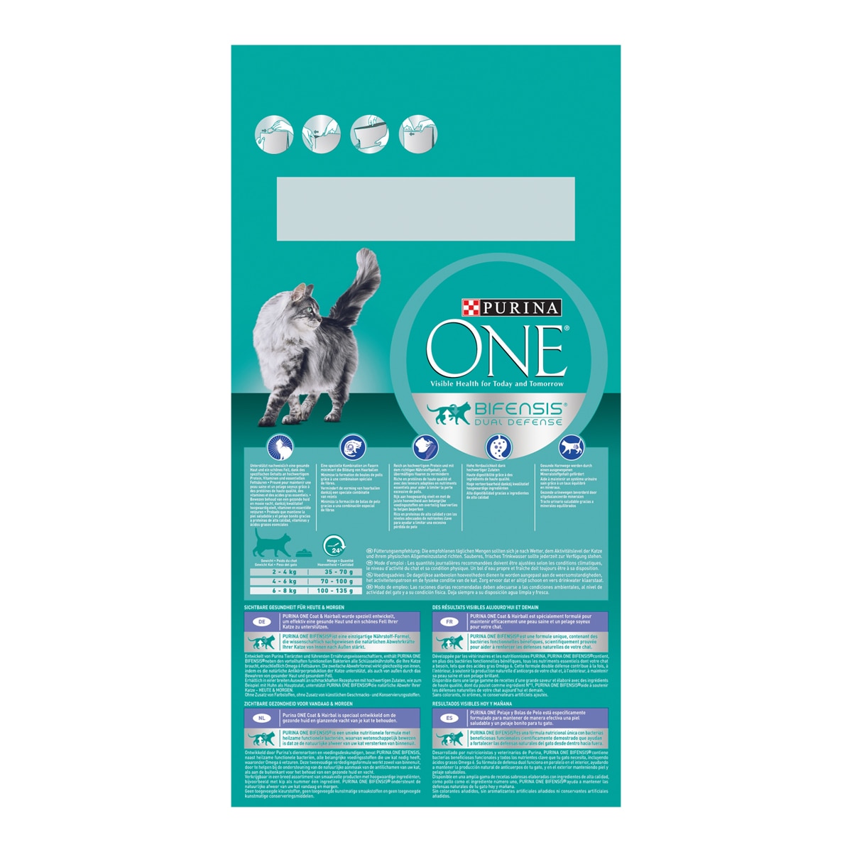 PURINA ONE Coat&Hairball pienso para gatos adultos con pollo y cereales integrales envase 800 g 2