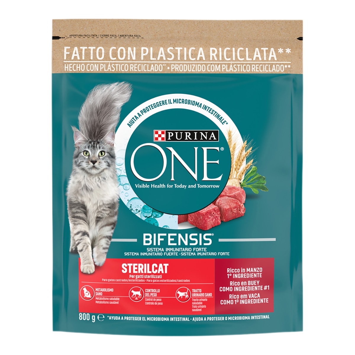 Imagen 0 de Pienso para gatos adultos esterilizados Purina One Bifensis buey y trigo