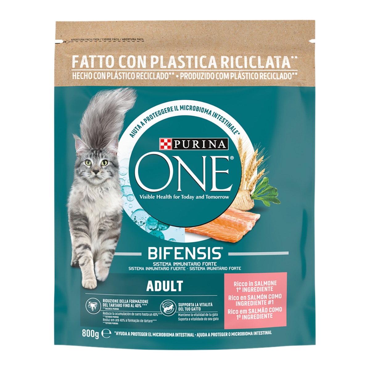 Imagen 1 de PURINA ONE Sterilcat pienso para gatos adultos esterilizados con salmón y trigo envase 800 g