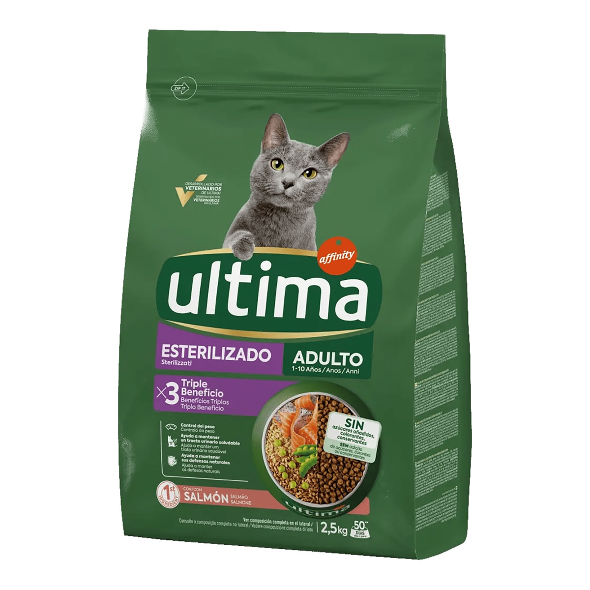 Pienso para gatos adultos Ultima Esterilizado salmón 2