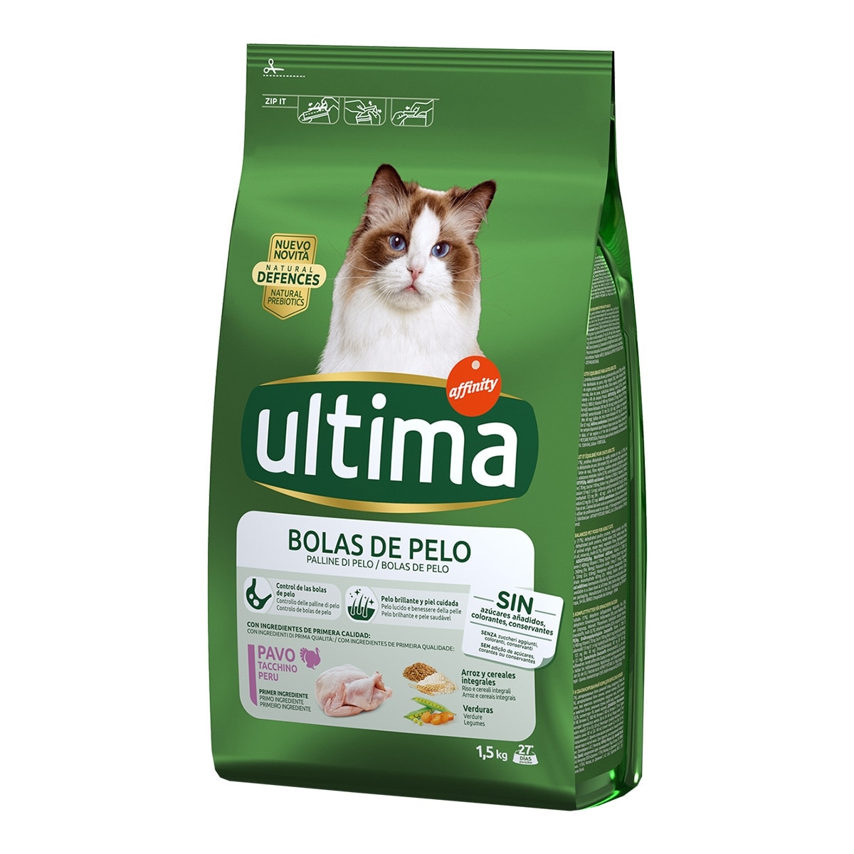 Ultima - Pienso para gatos adultos Ultima bolas de pelo.