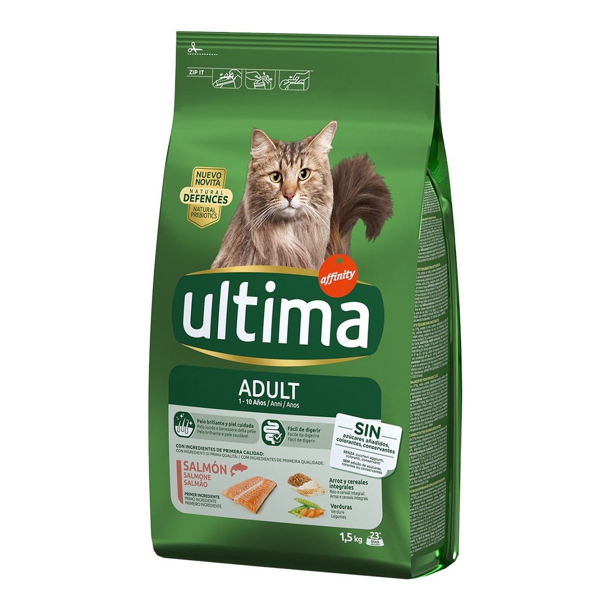 Ultima - Pienso para gatos adultos Ultima salmón, arroz y cereales integrales