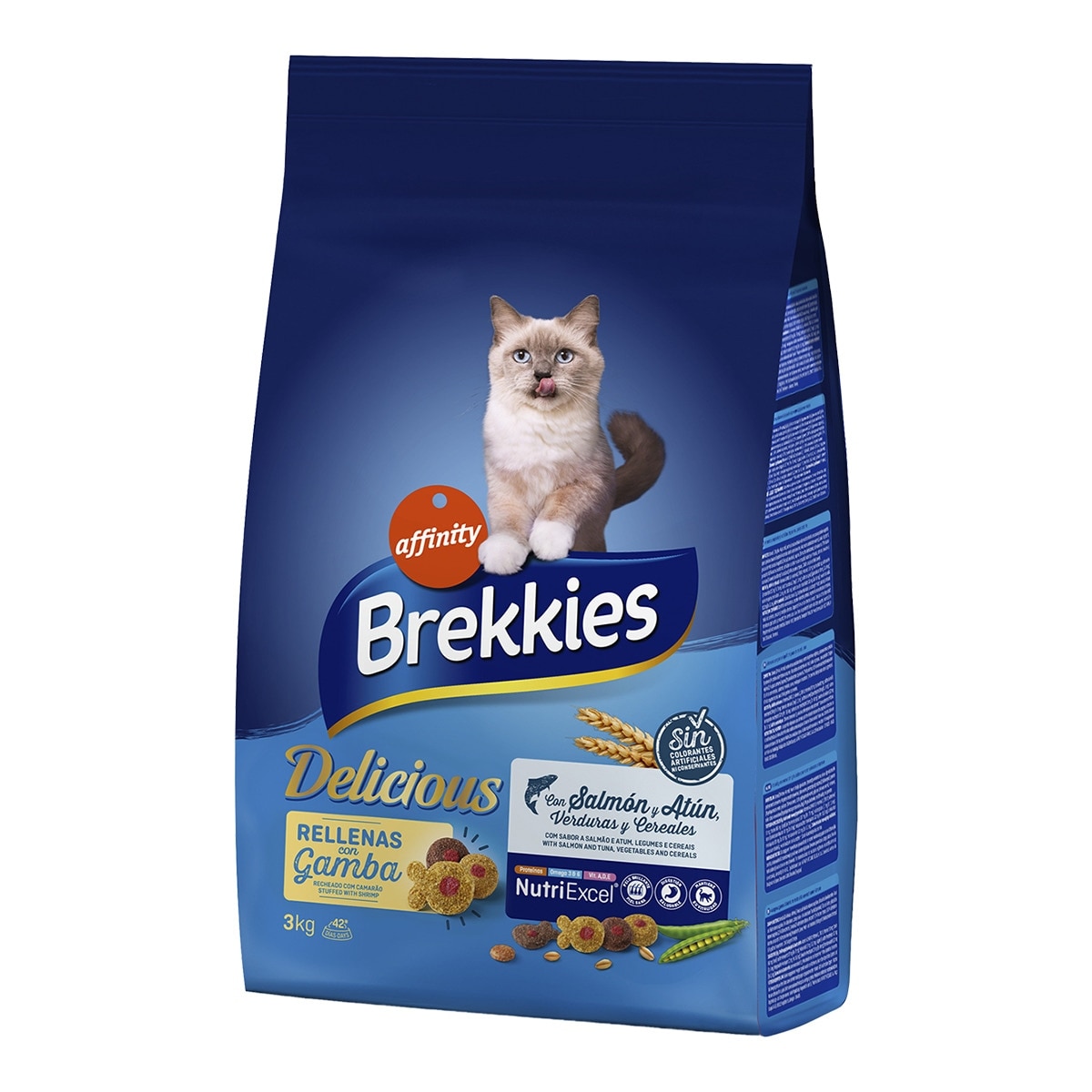 Brekkies - Pienso para gatos adultos Brekkies Delicious pescado y verduras 3 kg.