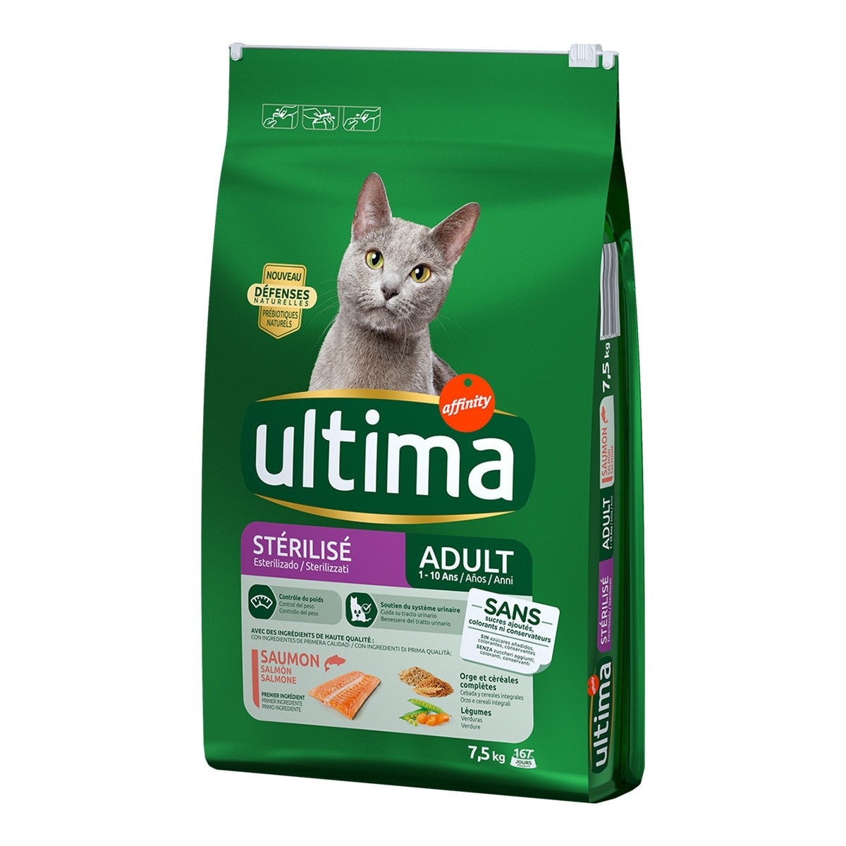 Ultima - Pienso para gatos adultos Ultima Esterilizado salmón