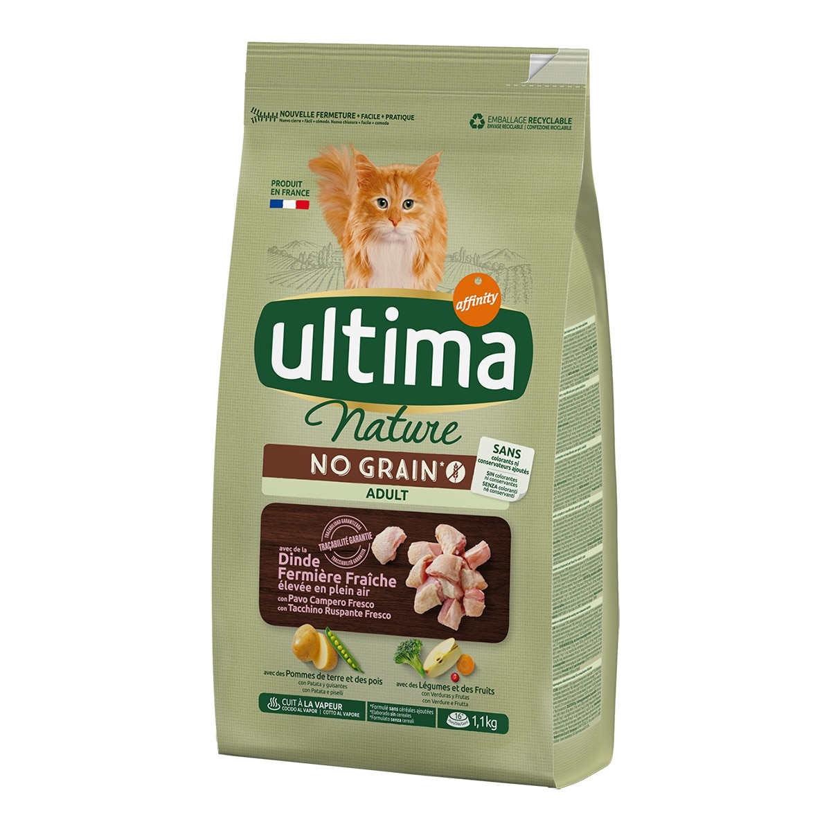 Ultima Nature - Pienso para gatos adultos Ultima Nature no grain pavo 1,1 kg