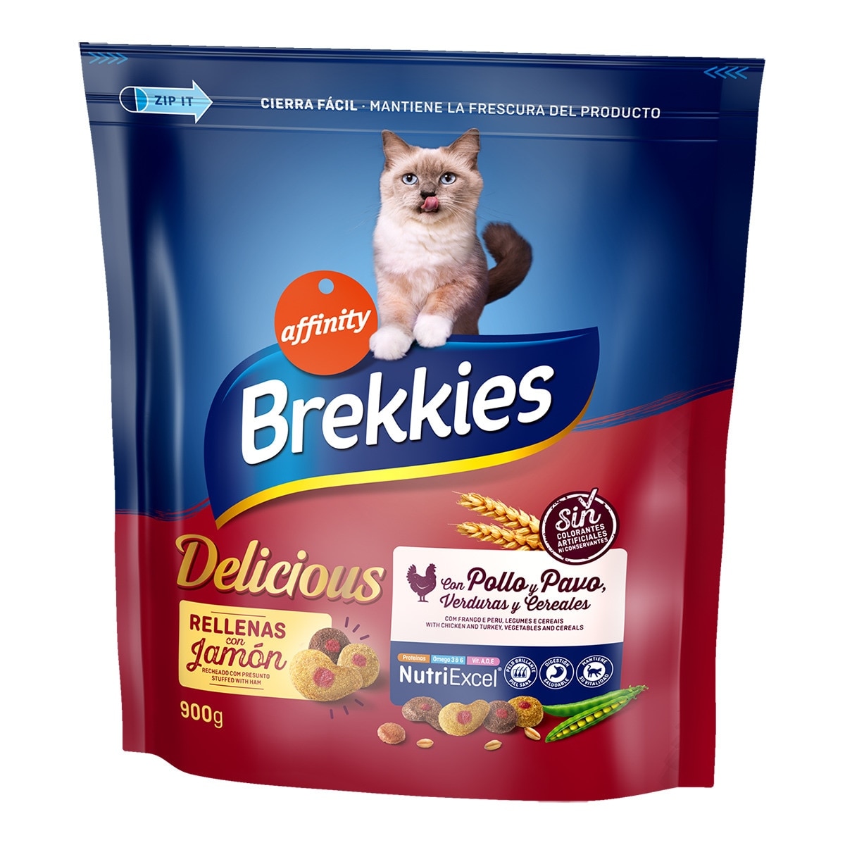 Brekkies - Pienso para gatos adultos Brekkies Delicious ave y verduras.