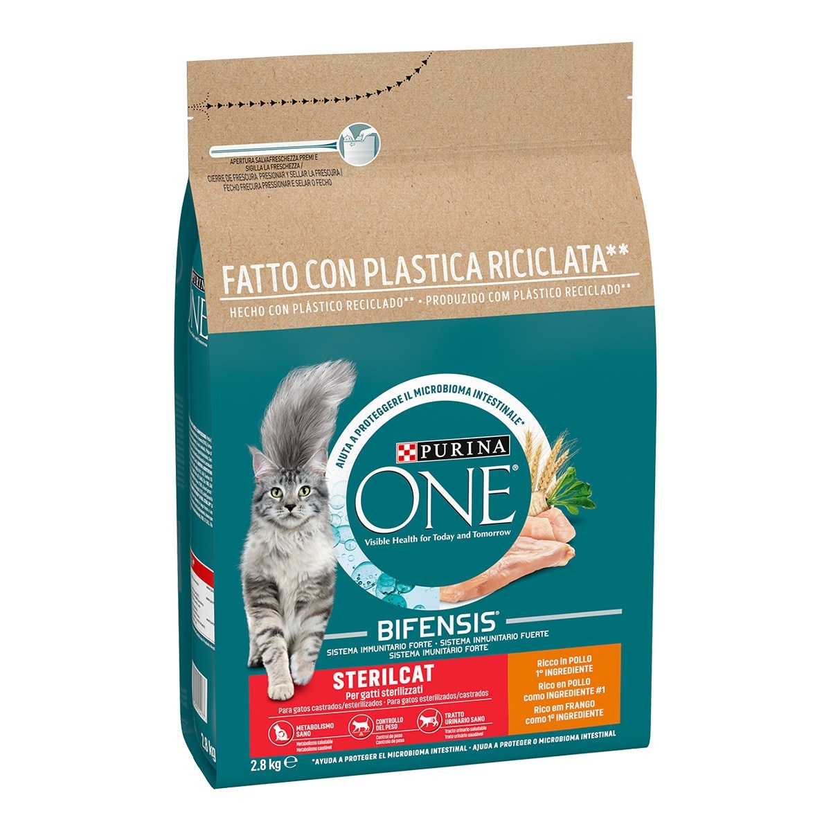 Purina One - Pienso para gatos adultos esterilizados Purina One Bifensis pollo y trigo 2,8 kg