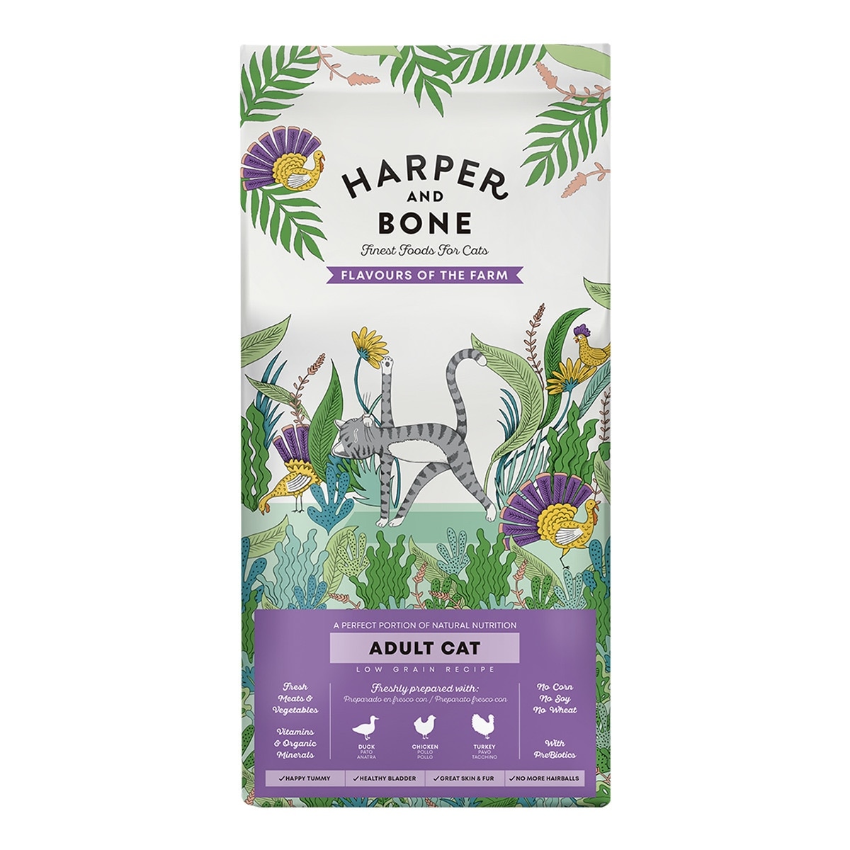 Harper and Bone - Pienso para gatos adultos Harper and Bone sabores de granja pato, pollo y pavo 1,5 kg