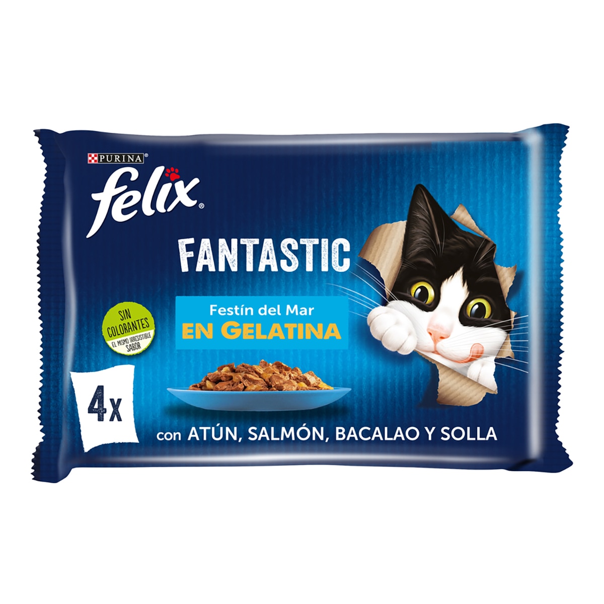 Imagen 1 de FELIX Fantastic comida húmeda para gatos selección de pescados en gelatina caja 12 bolsas 85 g