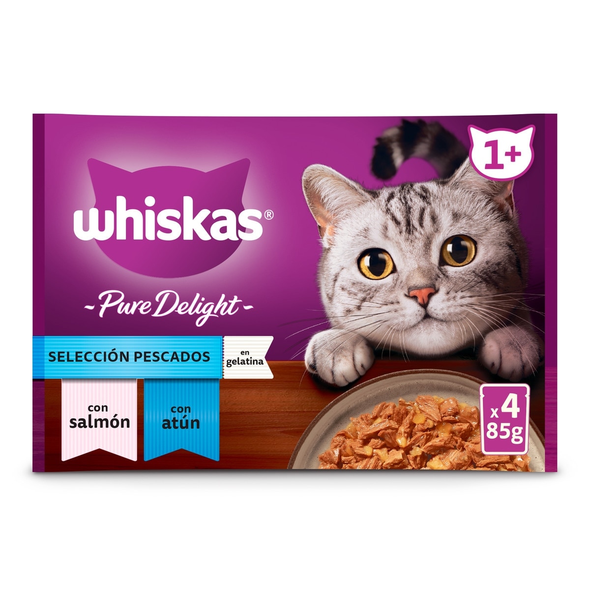 Whiskas - Comida húmeda para gatos + 1 año Whiskas Casserole pescado 4 x 85 g