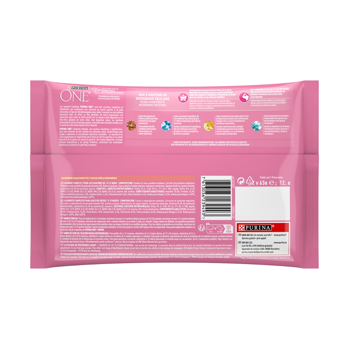 Imagen 2 de Comida húmeda para gatos Junior Purina One salmón 4 x 85 g