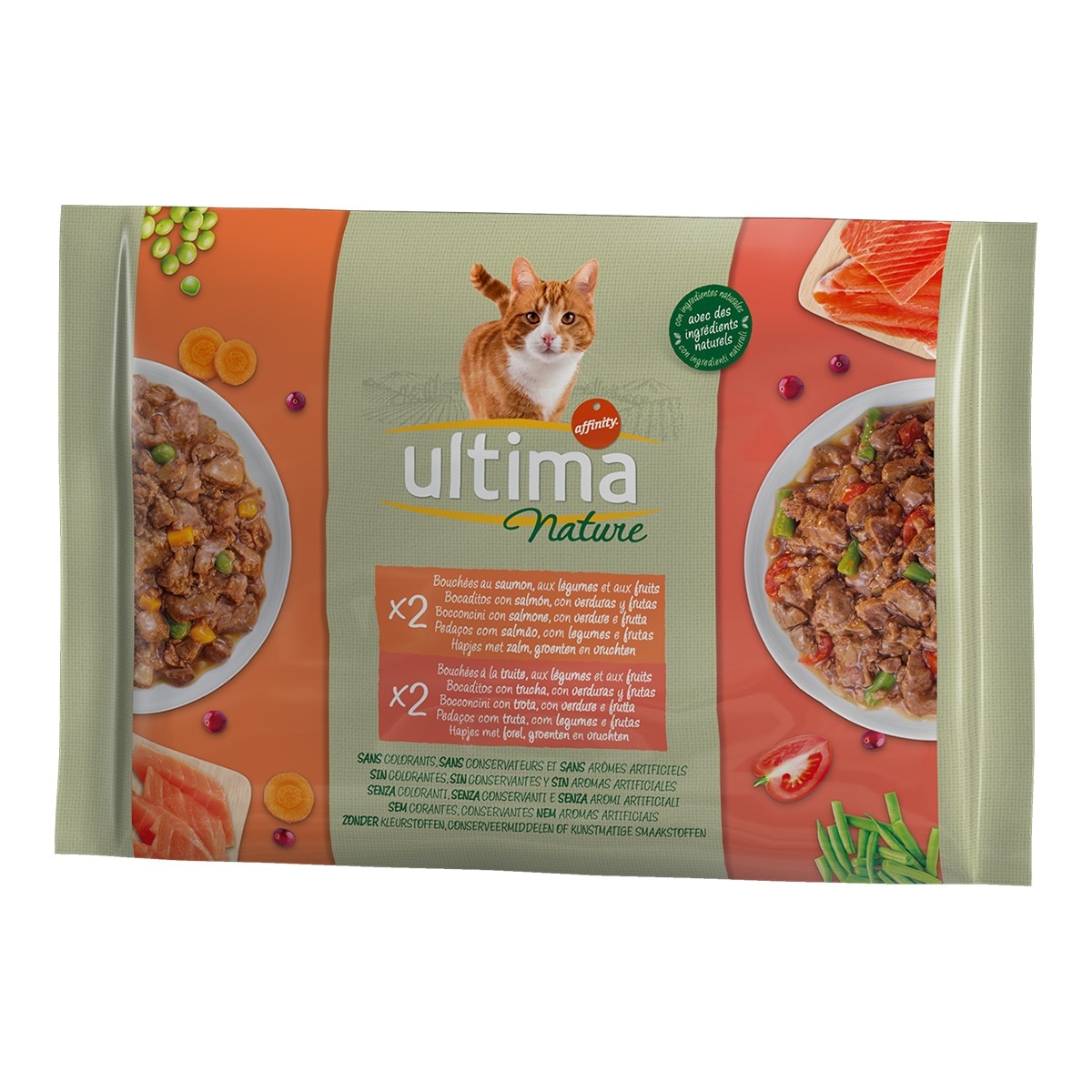 Ultima Nature - Comida húmeda para gatos adultos Ultima Nature salmón y trucha 4 x 85 g