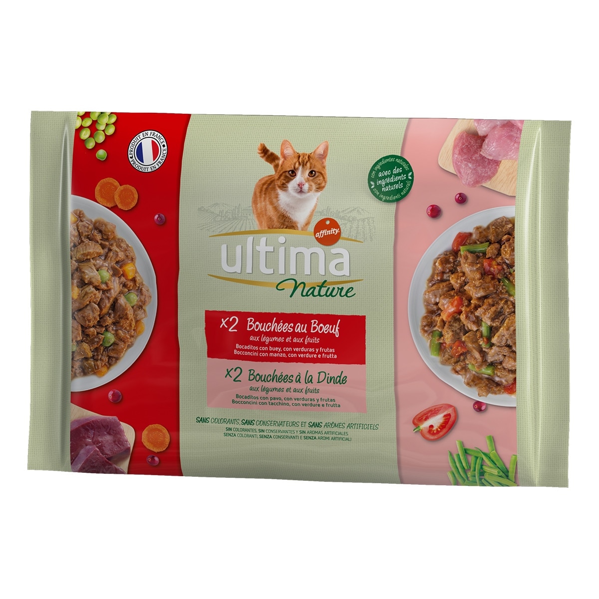 Ultima Nature - Comida húmeda para gatos adultos Ultima Nature buey y pavo 4 x 85 g