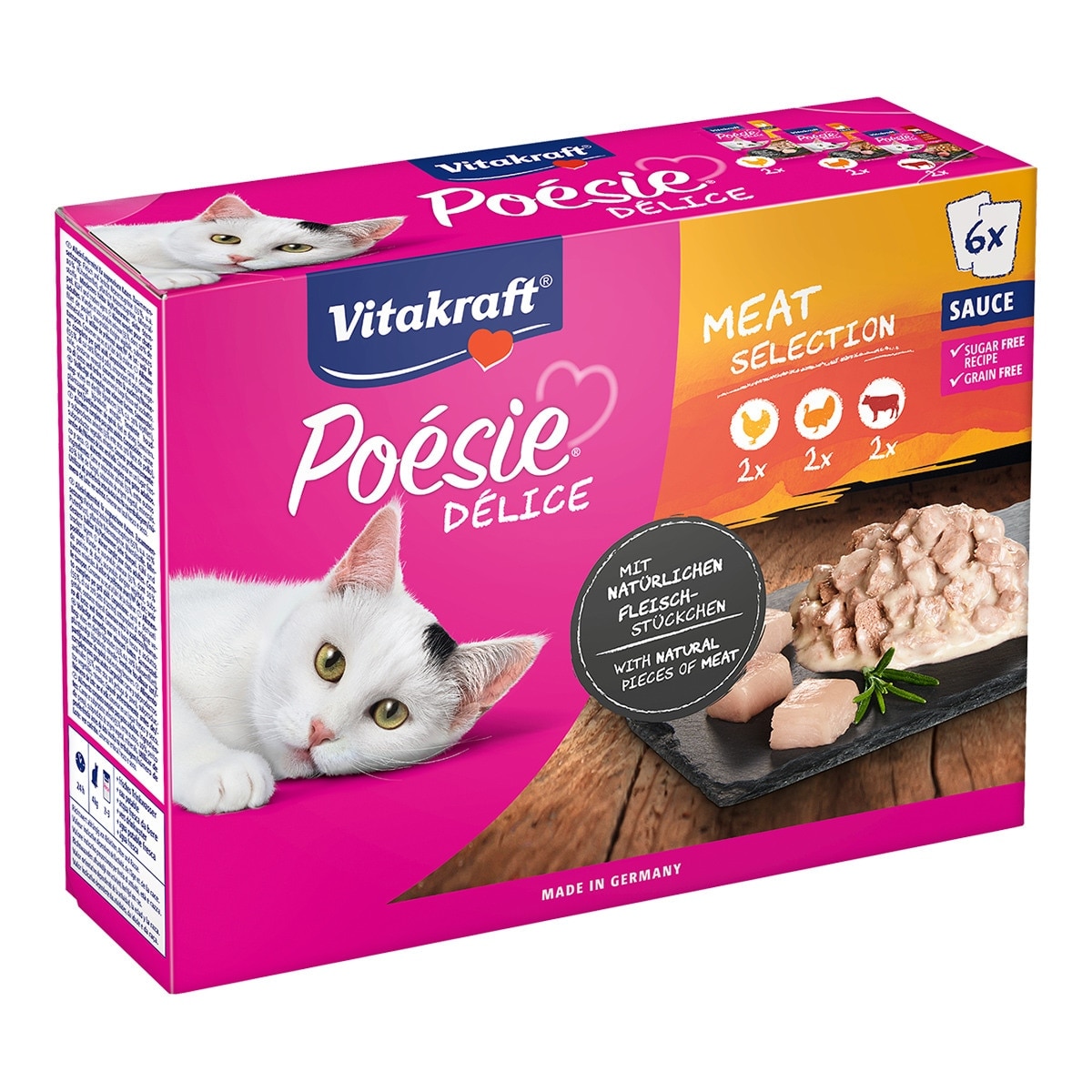 Vitakraft - Comida húmeda para gatos adultos Vitakraft Poésie Délice carne en salsa 6 x 85 g.