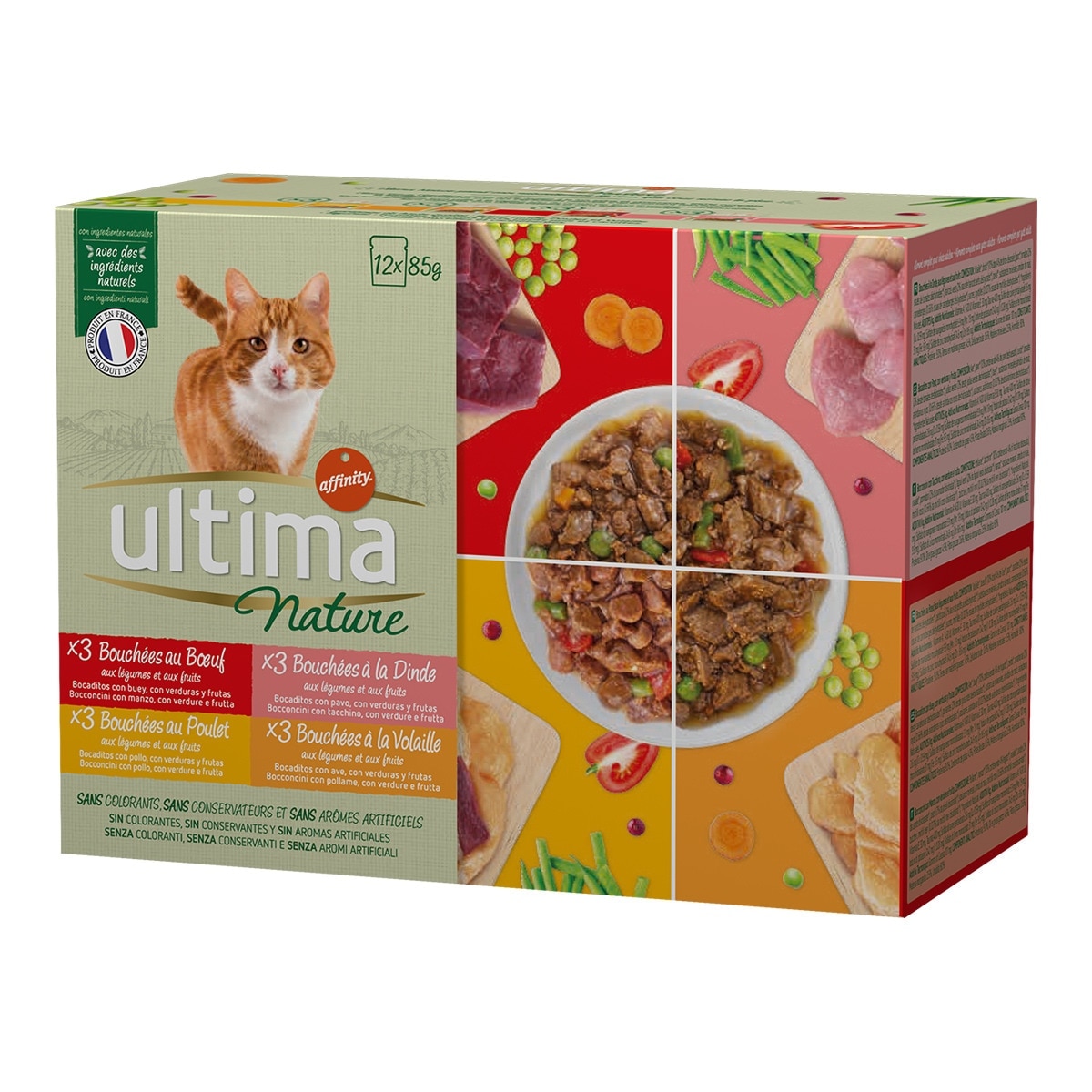 Ultima Nature - Comida húmeda para gatos adultos Ultima Nature pack carnes 12 sobres x 85 g