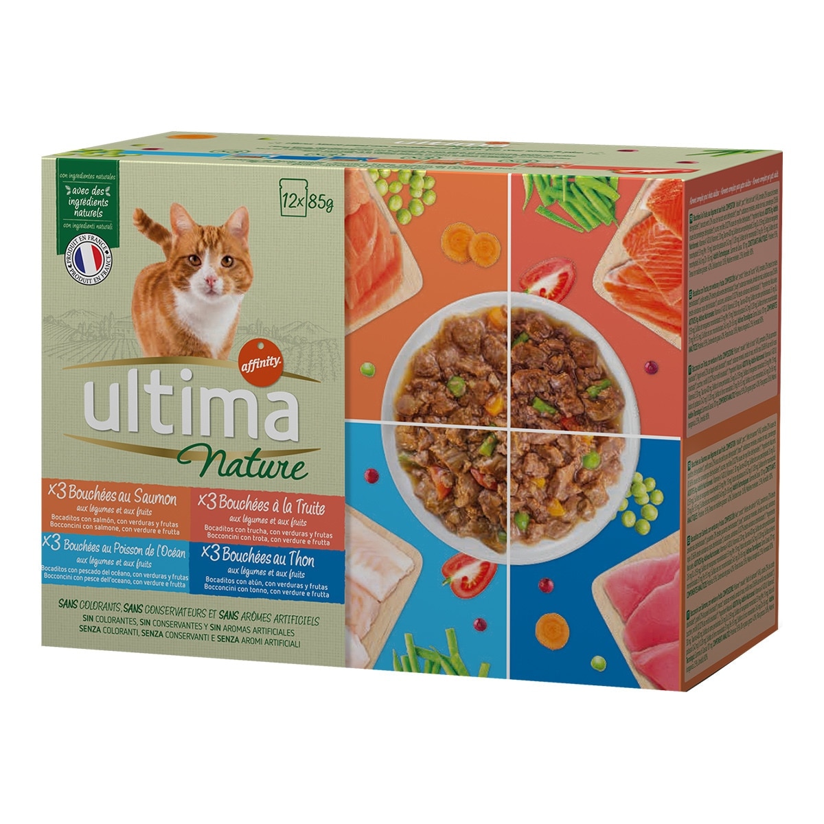 Ultima Nature - Comida húmeda para gatos adultos Ultima Nature pack pescados 12 sobres x 85 g