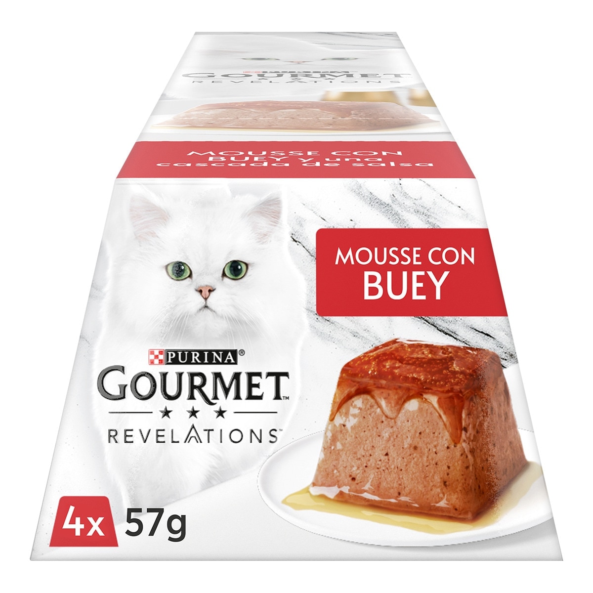 Gourmet Revelations - Comida húmeda para gatos adultos Purina Gourmet Revelations mousse buey 4 x 57 g