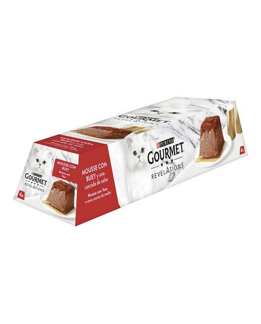 Comida húmeda para gatos adultos Purina Gourmet Revelations mousse buey 4 x 57 g 2