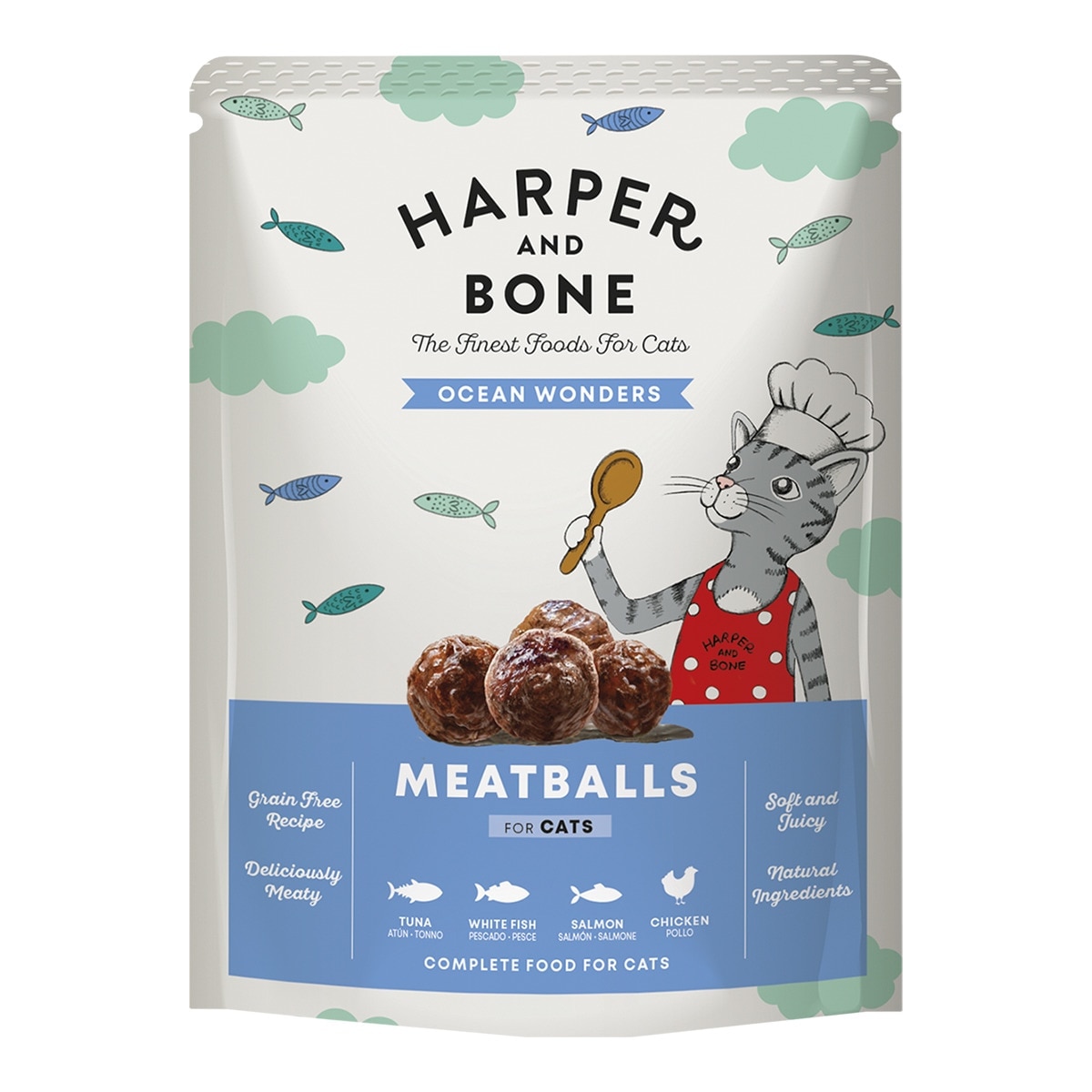 Harper and Bone - Comida húmeda para gatos adultos Harper & Bone grain free sabores del mar 85 g
