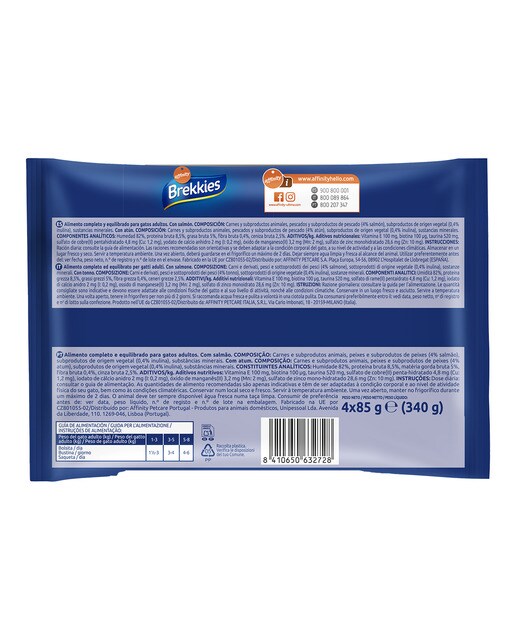 Imagen 2 de Comida húmeda para gatos adultos Daily Delice Brekkies salmón y atún en gelatina 4 x 85 g