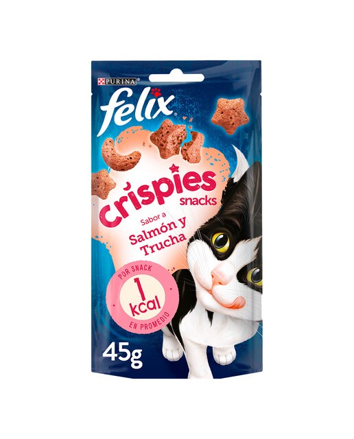 Felix - Snack para gatos adultos Félix Crispies salmón y trucha.