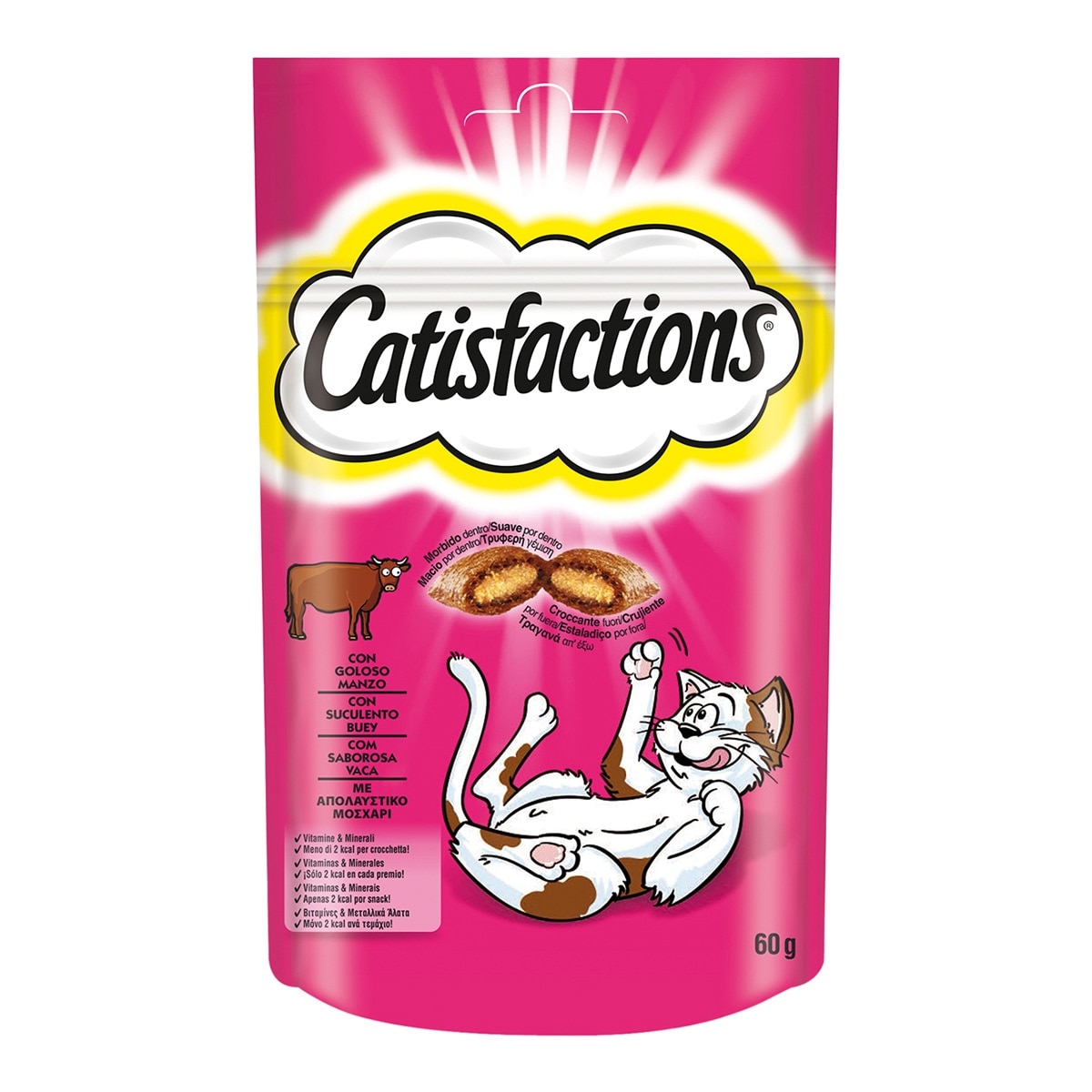 Catisfactions - Snack para gatos adultos Catisfactions buey 60 g.