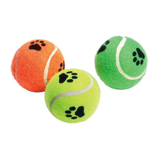 Pack de tres pelotas Flamingo para perros tenis 6 cm