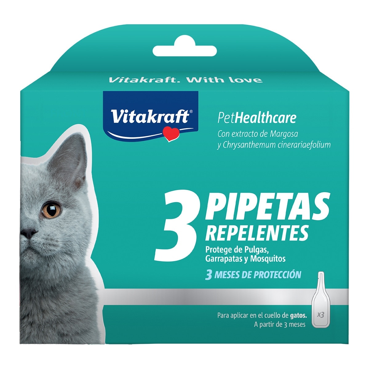 Vitakraft - Pipetas repelentes Vitakraft para gatos Biocida 3 uds.