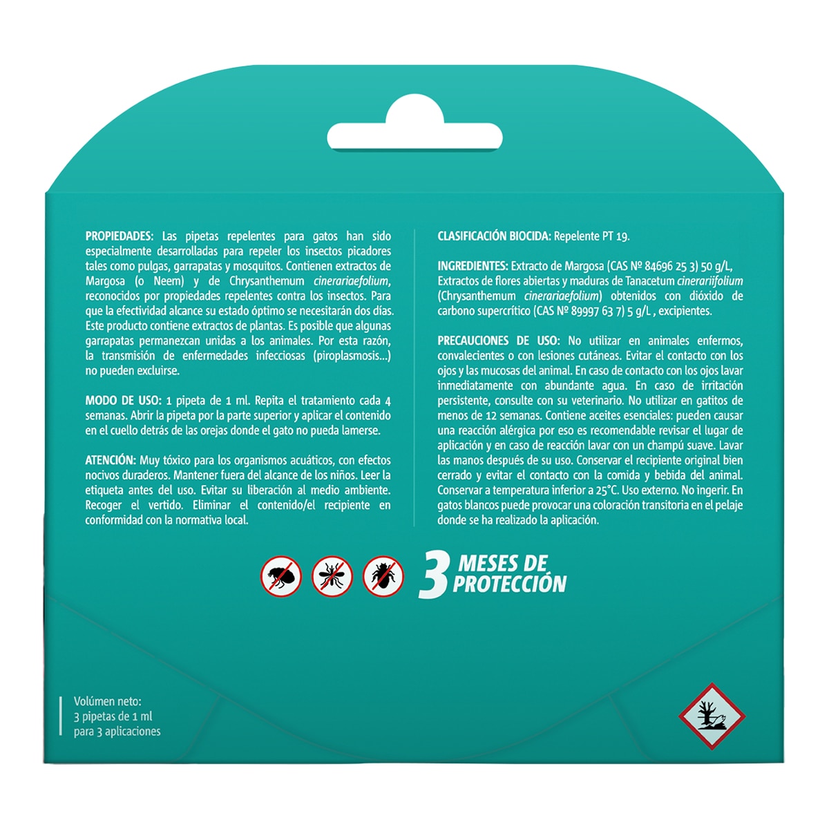 Pipetas repelentes Vitakraft para gatos Biocida 3 uds 2