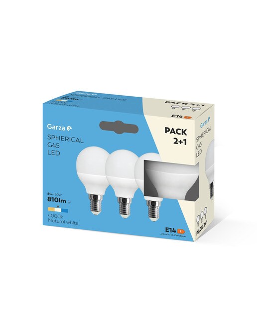 Pack de 3 Lâmpadas LED Esféricas E14 8 W 810 lm 4000 K Luz neutra (>=3000 K/<=5000 K).-2