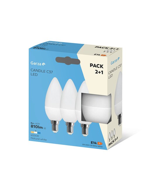 Pack de 3 Lâmpadas LED Vela E14 4000 K 810 lm - 8 W Luz neutra (>=3000 K/<=5000 K).-2