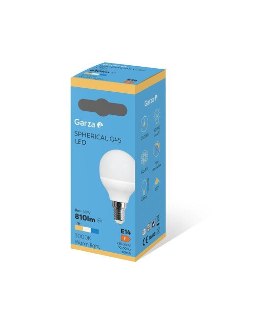 Lâmpada LED Esférica E14 8W 810lm 3000K Luz quente (<=3000 K).-2
