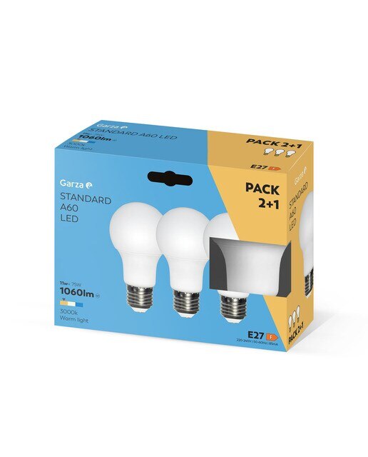 Pack de 2+1 Lâmpadas LED Standard E27 3000 K 1060 lm - 11 W Luz quente (<=3000 K).-2