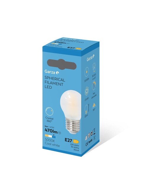 Lâmpada LED Filamentos Opal Esférica E27 - 4 W 5000 K 2