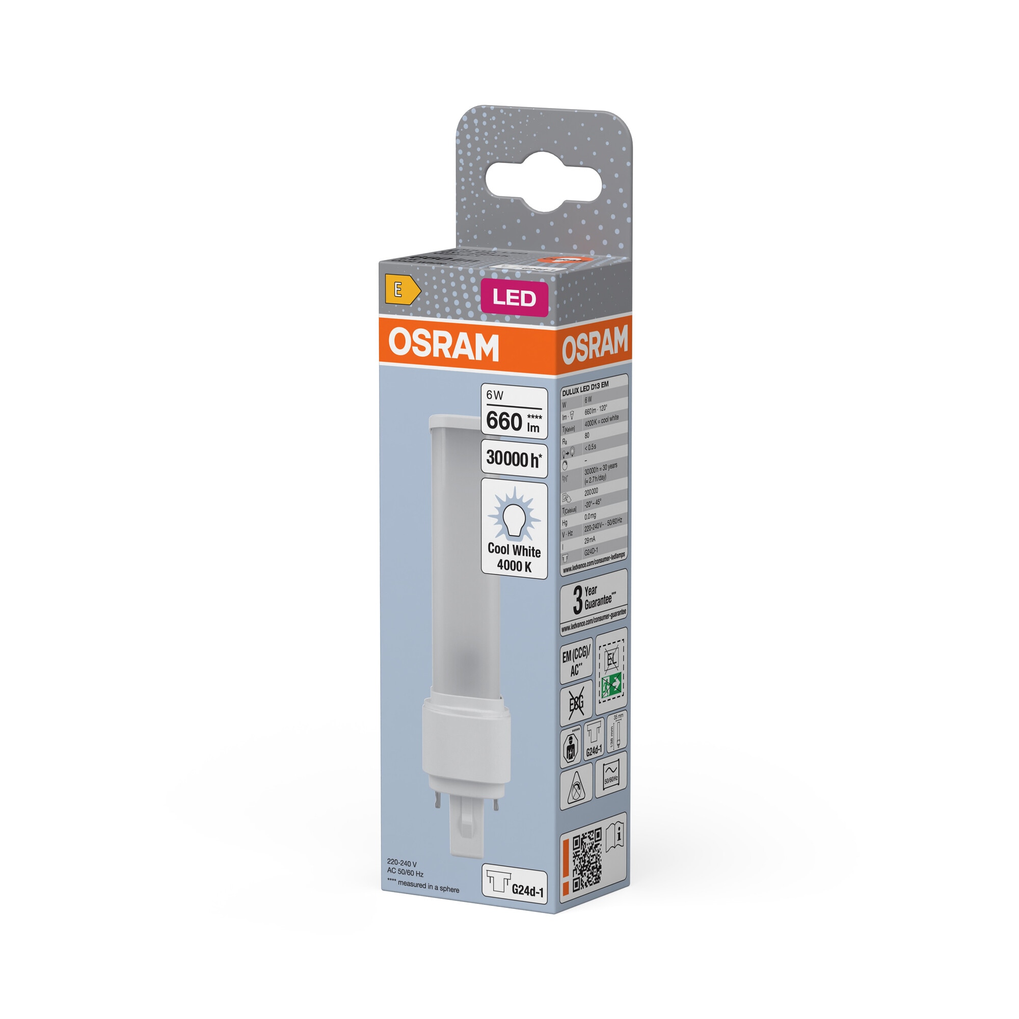 Bombilla LED Especial 6W G24D-1 4000K Osram Dulux D Blanco-3