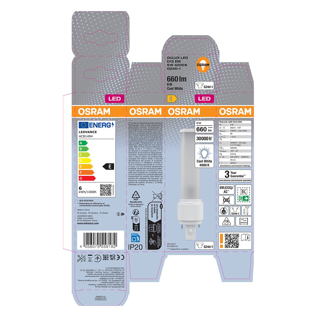 Bombilla LED Especial 6W G24D-1 4000K Osram Dulux D Blanco-5