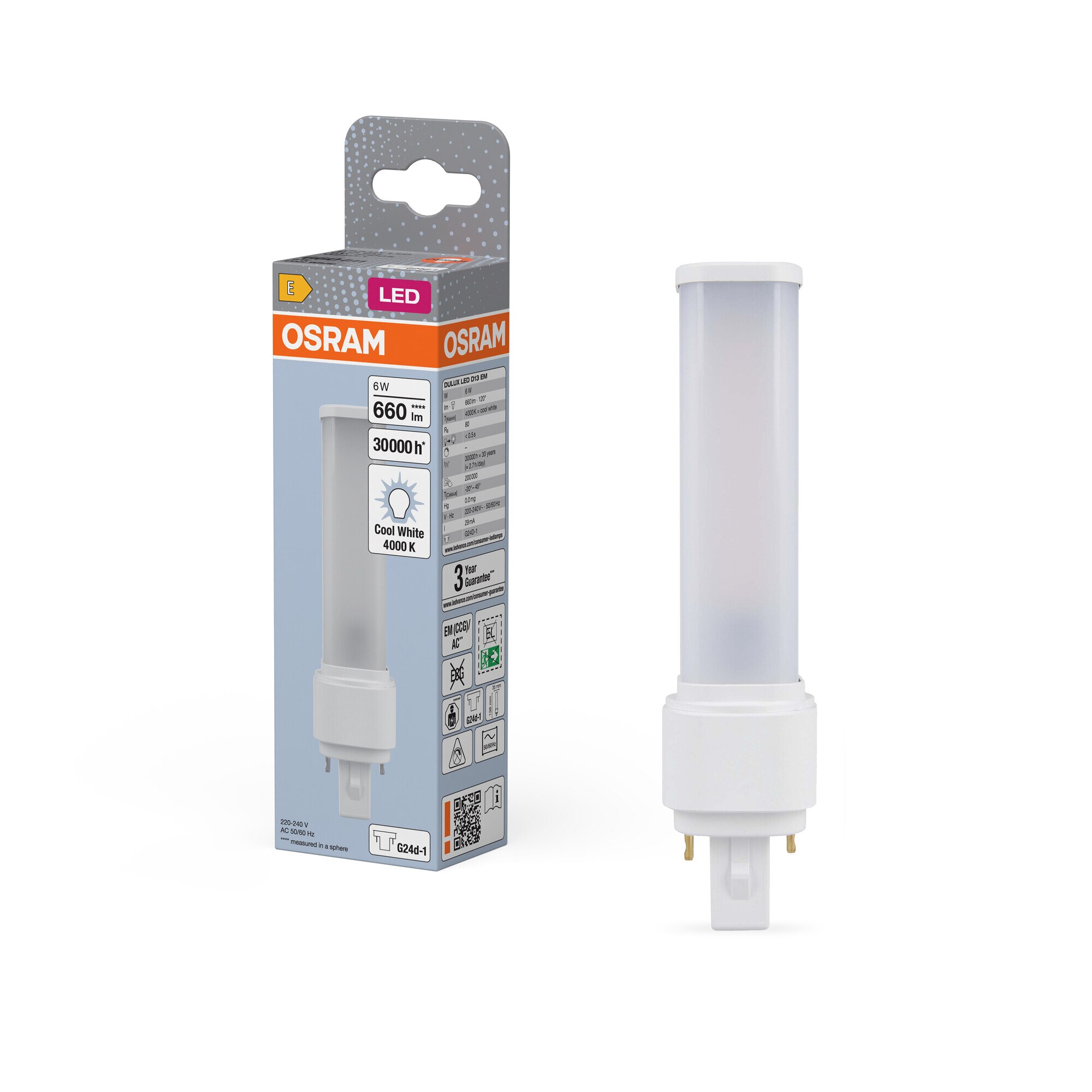 Bombilla LED Especial 6W G24D-1 4000K Osram Dulux D Blanco-6